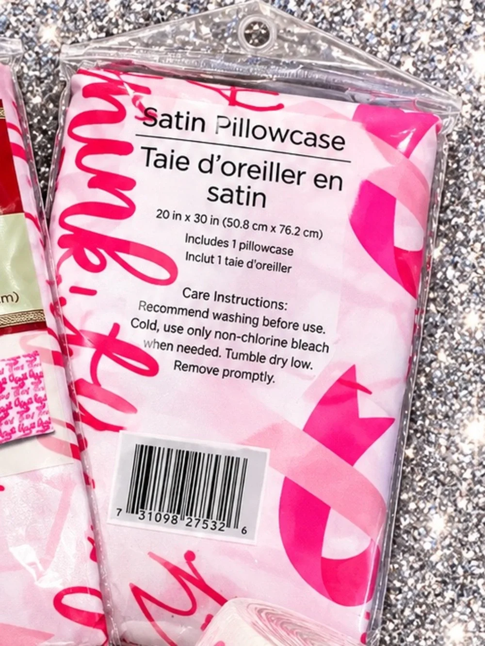 Home Collection Breast Cancer Awareness Satin Pillowcases Set With Decor